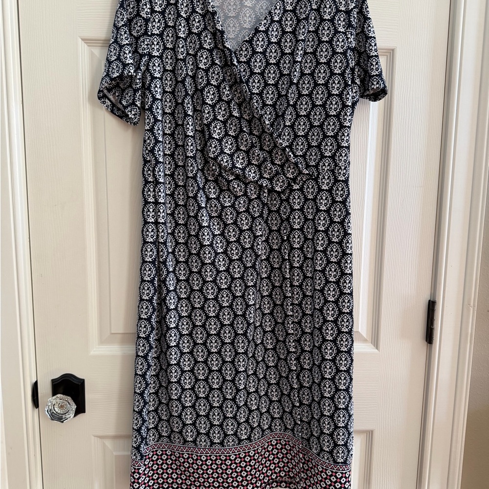 Talbots Black and White Geometric Midi Dress